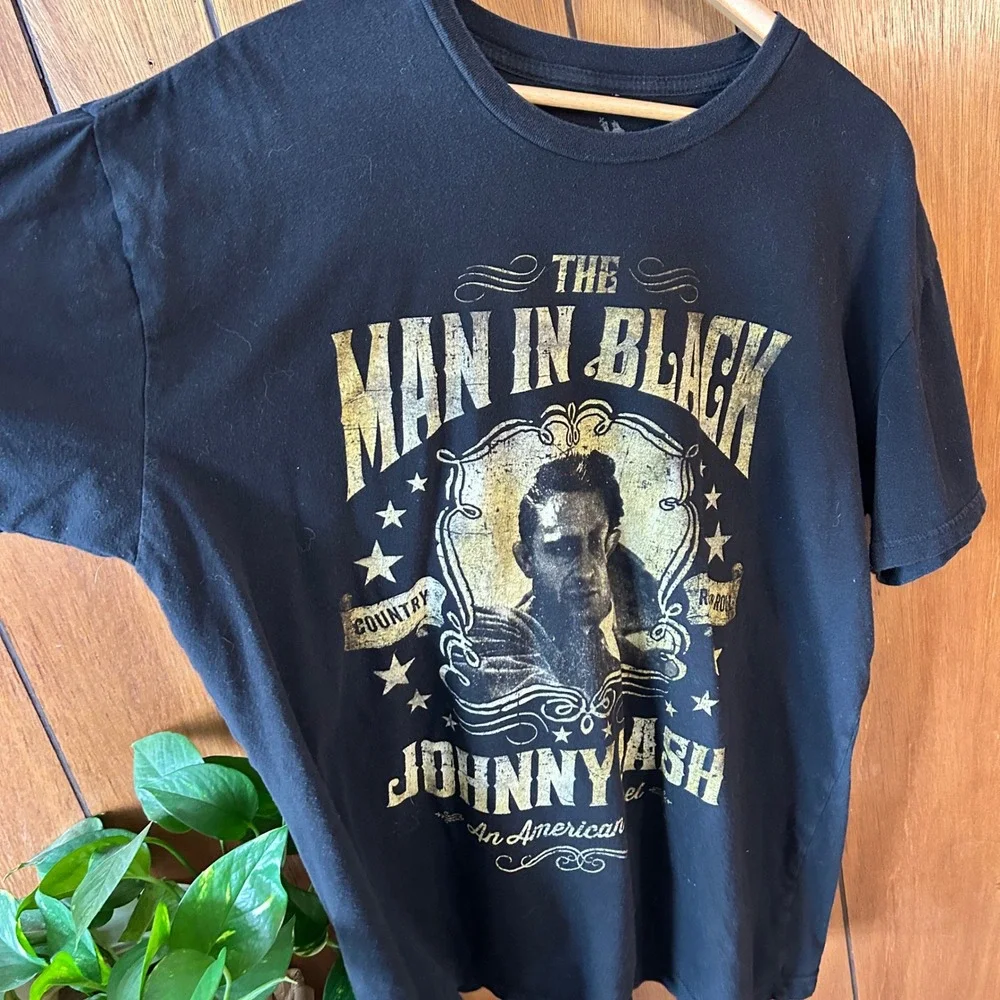 Johnny‎ Cash The Man In Black Graphic T-Shirt Mens XL Zion Black Cotton
